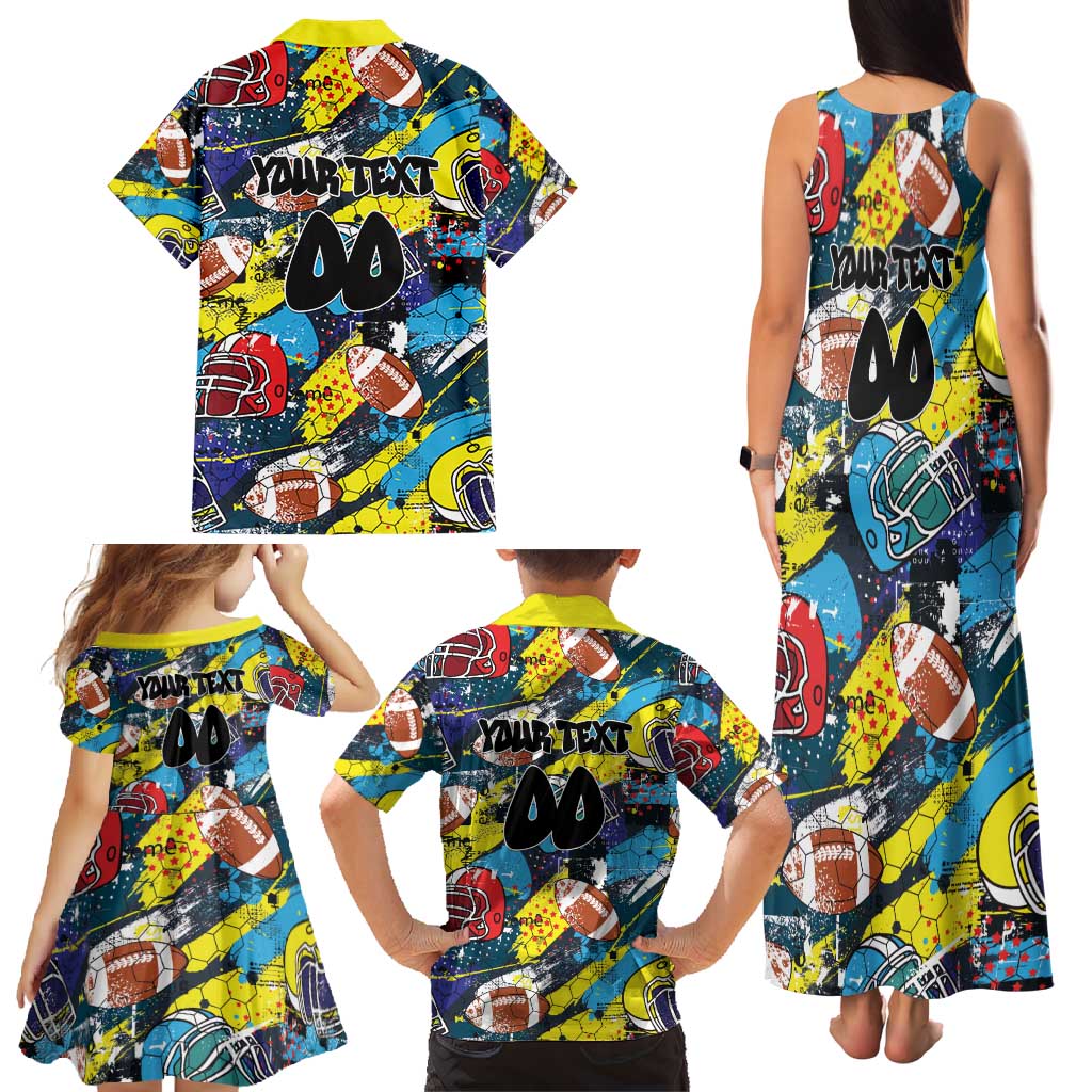 Custom American Football Graffiti Family Matching Tank Maxi Dress and Hawaiian Shirt Unique Style - Wonder Print Shop