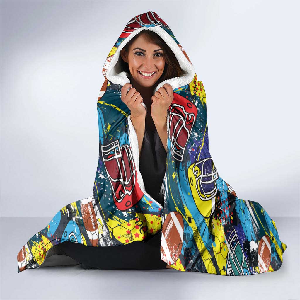 American Football Graffiti Hooded Blanket Unique Style - Wonder Print Shop