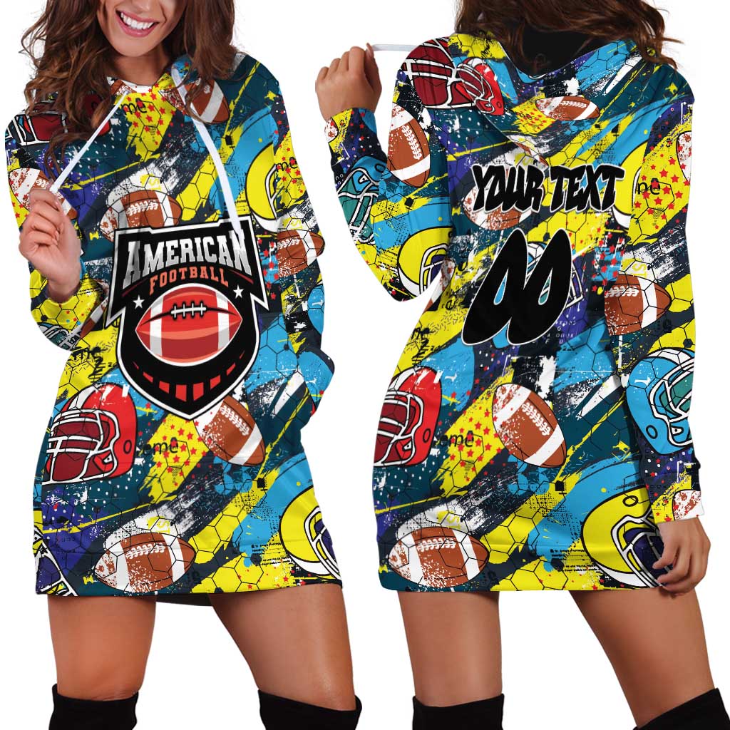 Custom American Football Graffiti Hoodie Dress Unique Style - Wonder Print Shop