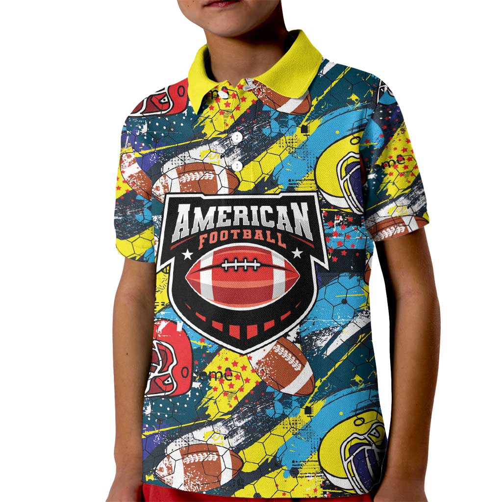 Custom American Football Graffiti Kid Polo Shirt Unique Style - Wonder Print Shop