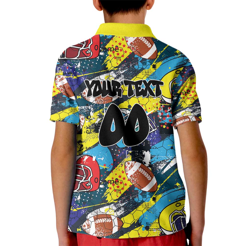 Custom American Football Graffiti Kid Polo Shirt Unique Style - Wonder Print Shop