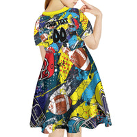 Custom American Football Graffiti Kid Short Sleeve Dress Unique Style - Wonder Print Shop