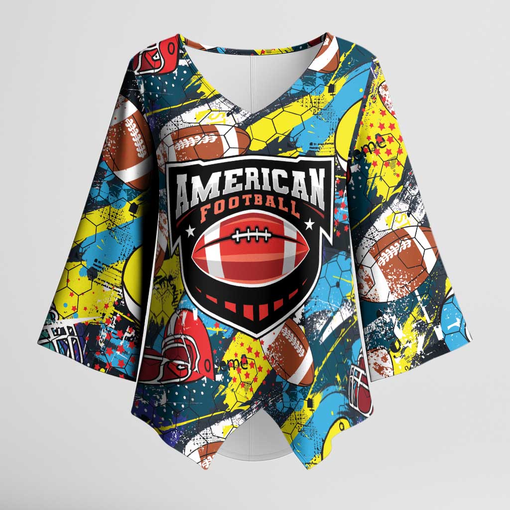 Custom American Football Graffiti Kimono Sleeve Blouse Unique Style - Wonder Print Shop