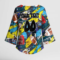 Custom American Football Graffiti Kimono Sleeve Blouse Unique Style - Wonder Print Shop