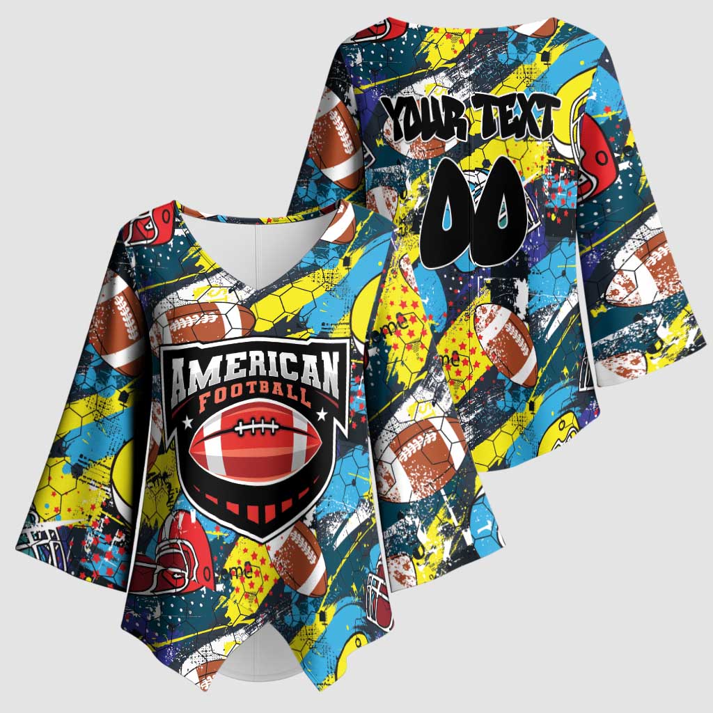 Custom American Football Graffiti Kimono Sleeve Blouse Unique Style - Wonder Print Shop