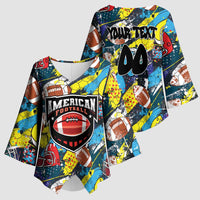 Custom American Football Graffiti Kimono Sleeve Blouse Unique Style - Wonder Print Shop