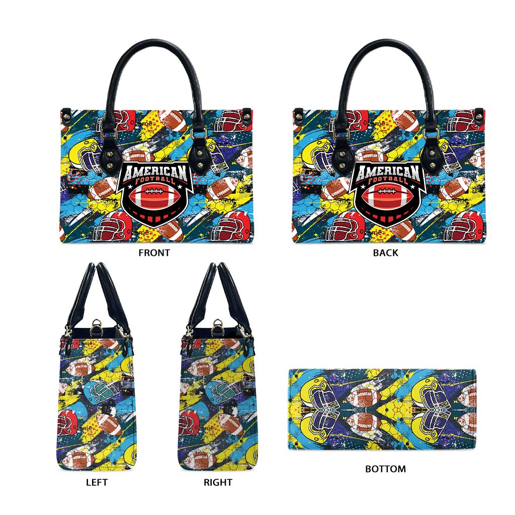 American Football Graffiti Leather Bag Unique Style - Wonder Print Shop