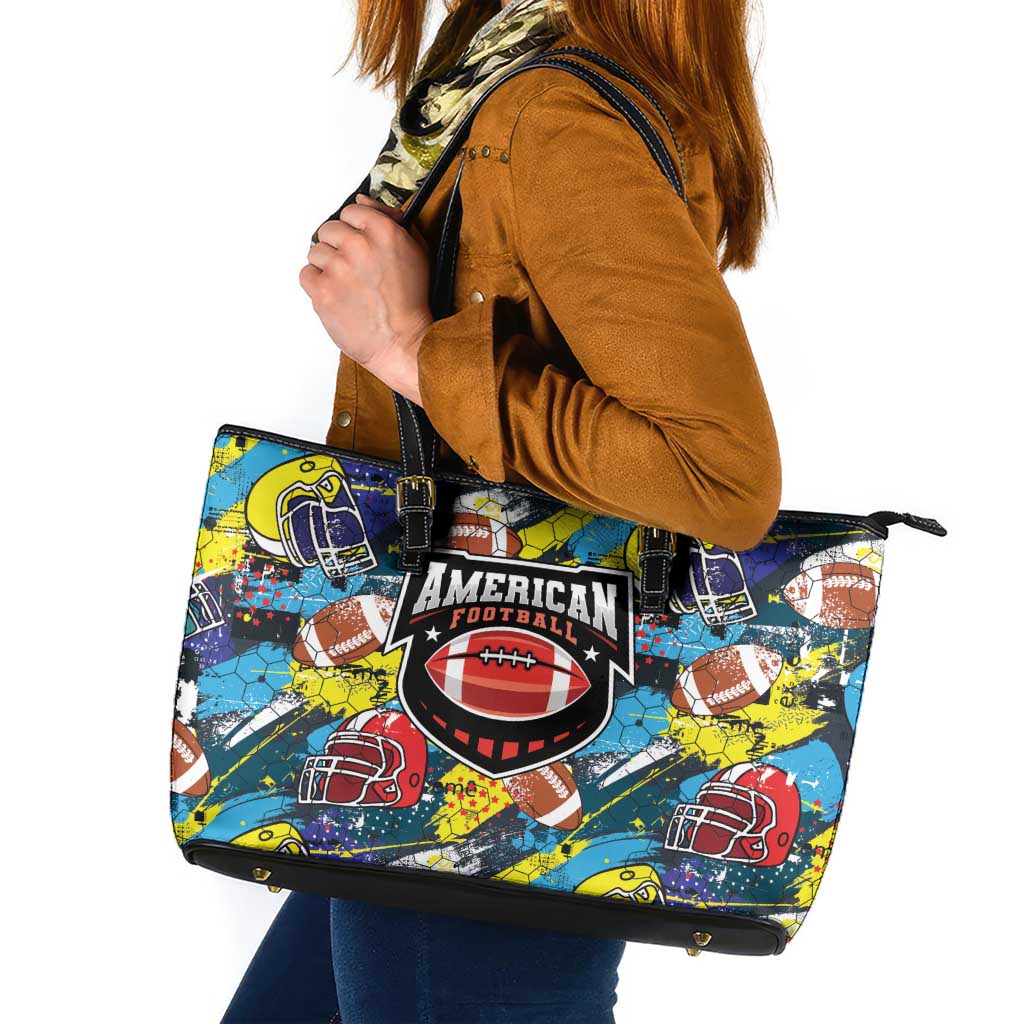 American Football Graffiti Leather Tote Bag Unique Style - Wonder Print Shop