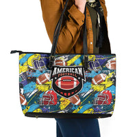 American Football Graffiti Leather Tote Bag Unique Style - Wonder Print Shop
