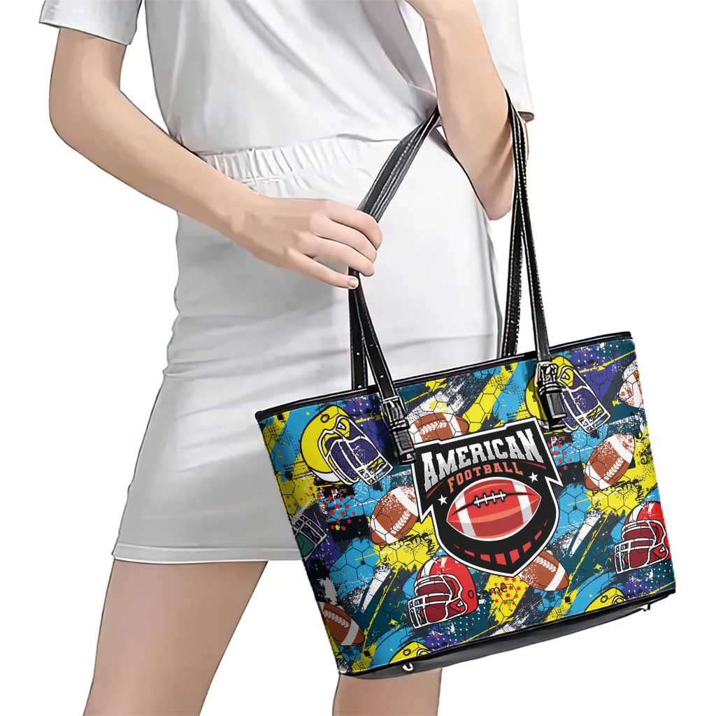 American Football Graffiti Leather Tote Bag Unique Style - Wonder Print Shop