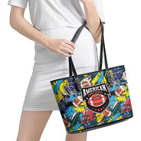 American Football Graffiti Leather Tote Bag Unique Style - Wonder Print Shop