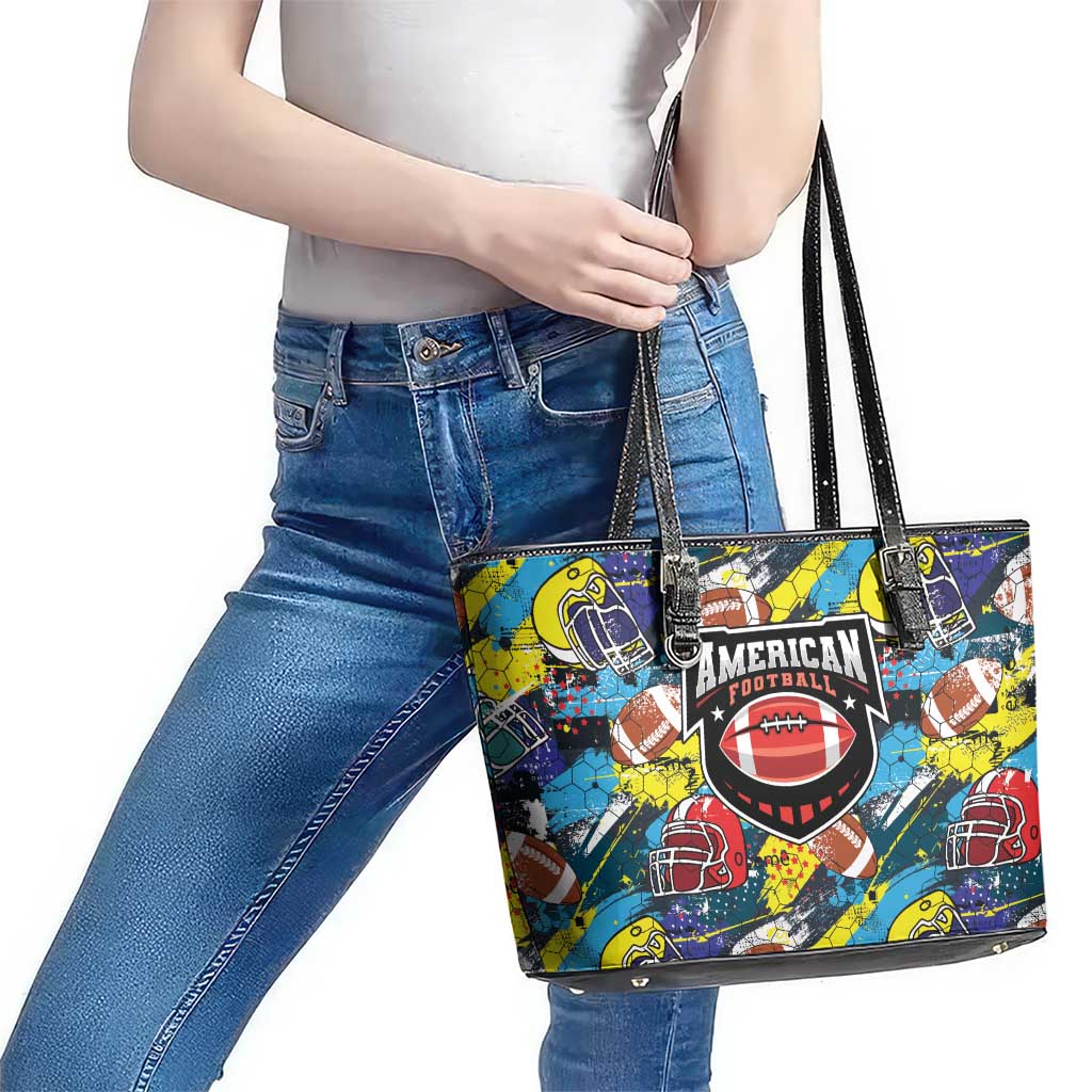 American Football Graffiti Leather Tote Bag Unique Style - Wonder Print Shop