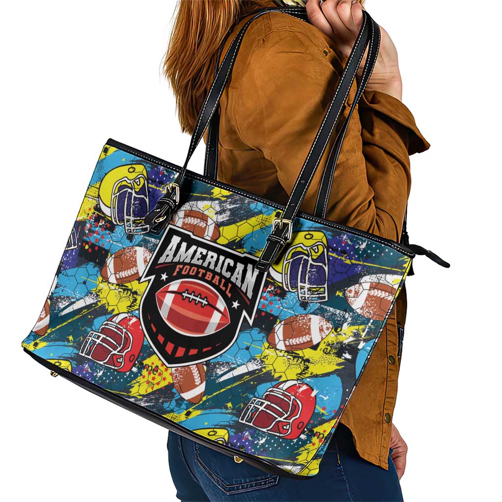 American Football Graffiti Leather Tote Bag Unique Style - Wonder Print Shop
