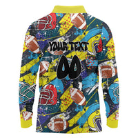 Custom American Football Graffiti Long Sleeve Polo Shirt Unique Style - Wonder Print Shop