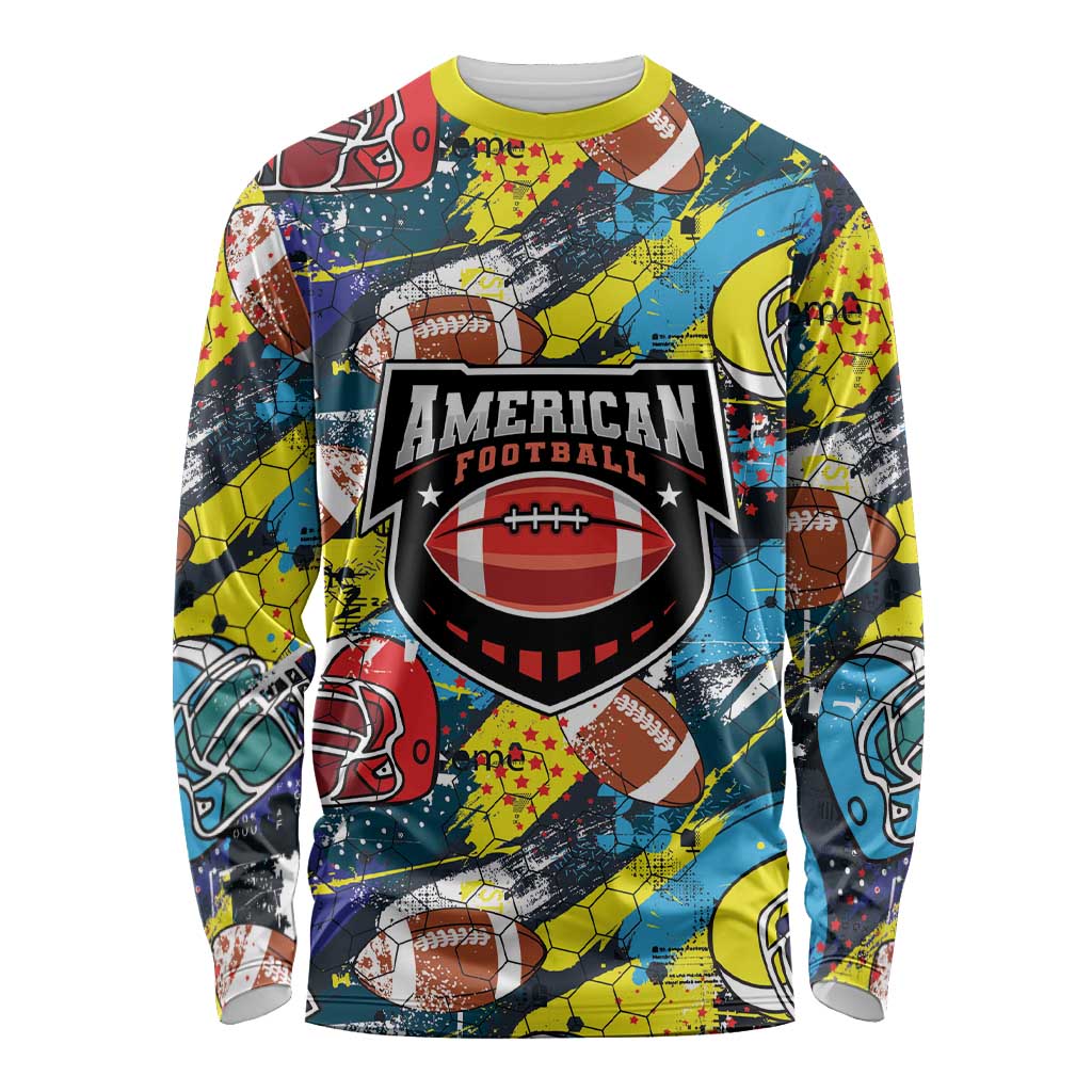 Custom American Football Graffiti Long Sleeve Shirt Unique Style - Wonder Print Shop
