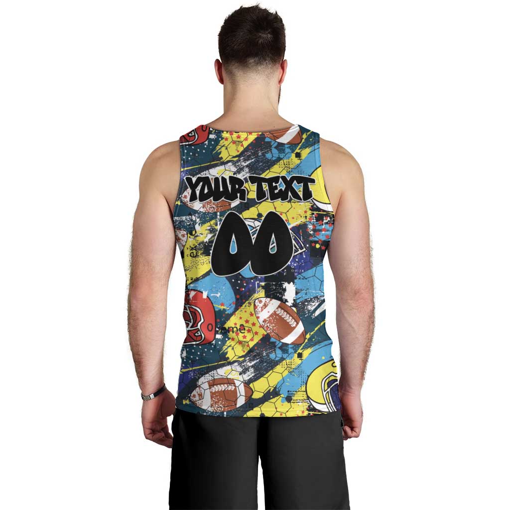 Custom American Football Graffiti Men Tank Top Unique Style - Wonder Print Shop