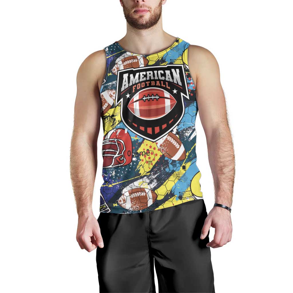 Custom American Football Graffiti Men Tank Top Unique Style - Wonder Print Shop