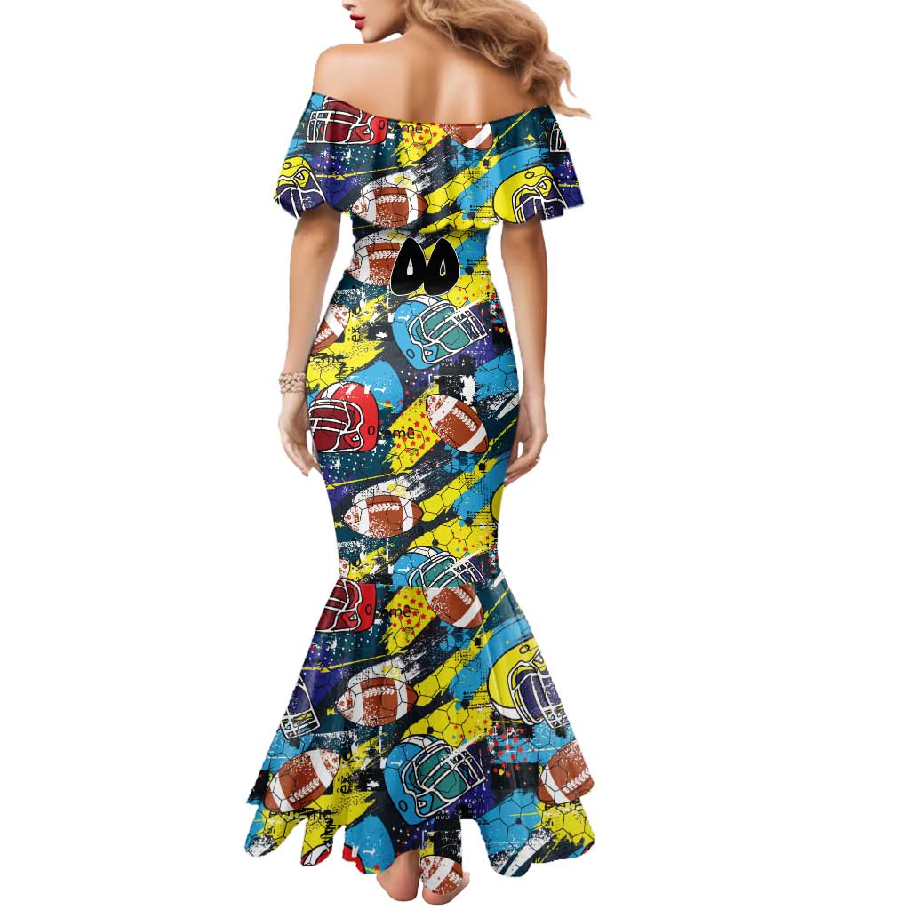 Custom American Football Graffiti Mermaid Dress Unique Style - Wonder Print Shop