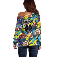 Custom American Football Graffiti Off Shoulder Sweater Unique Style - Wonder Print Shop