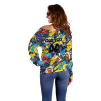 Custom American Football Graffiti Off Shoulder Sweater Unique Style - Wonder Print Shop