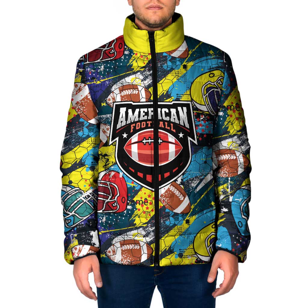 Custom American Football Graffiti Padded Jacket Unique Style - Wonder Print Shop