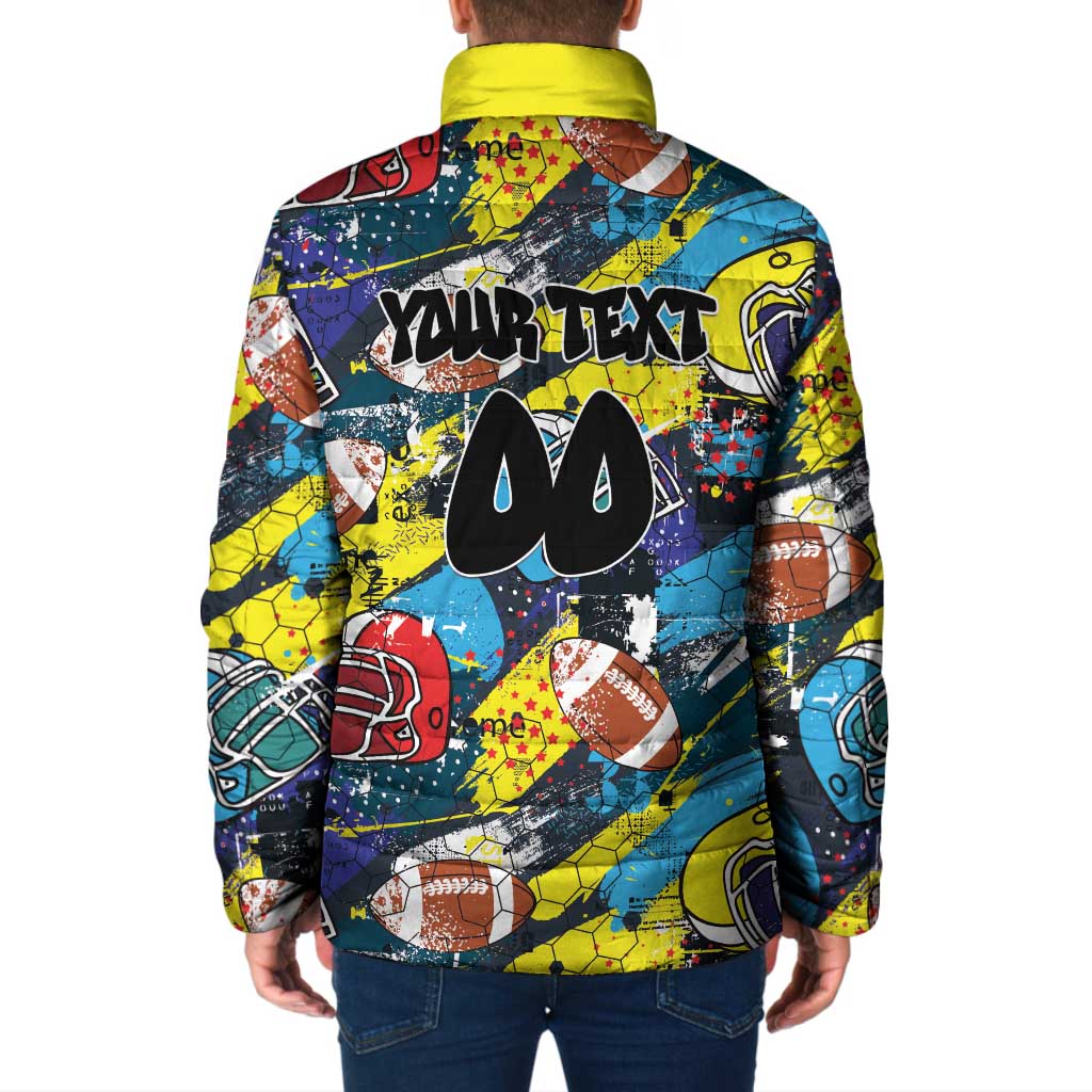 Custom American Football Graffiti Padded Jacket Unique Style - Wonder Print Shop