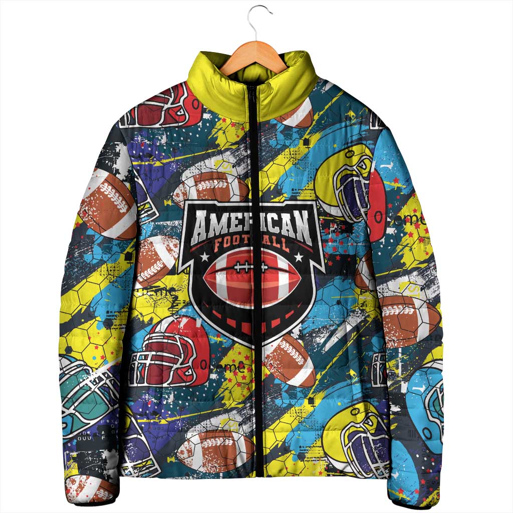 Custom American Football Graffiti Padded Jacket Unique Style - Wonder Print Shop