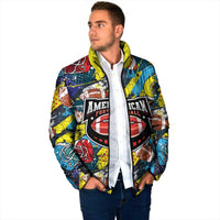 Custom American Football Graffiti Padded Jacket Unique Style - Wonder Print Shop