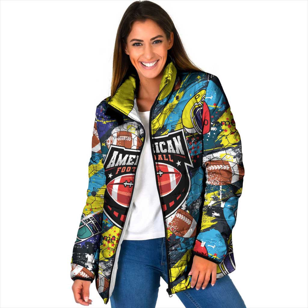 Custom American Football Graffiti Padded Jacket Unique Style - Wonder Print Shop