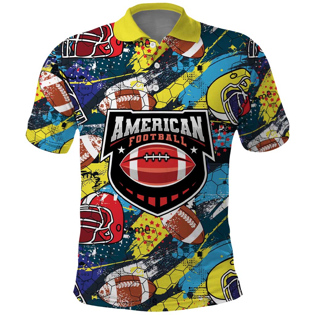 Custom American Football Graffiti Polo Shirt Unique Style - Wonder Print Shop