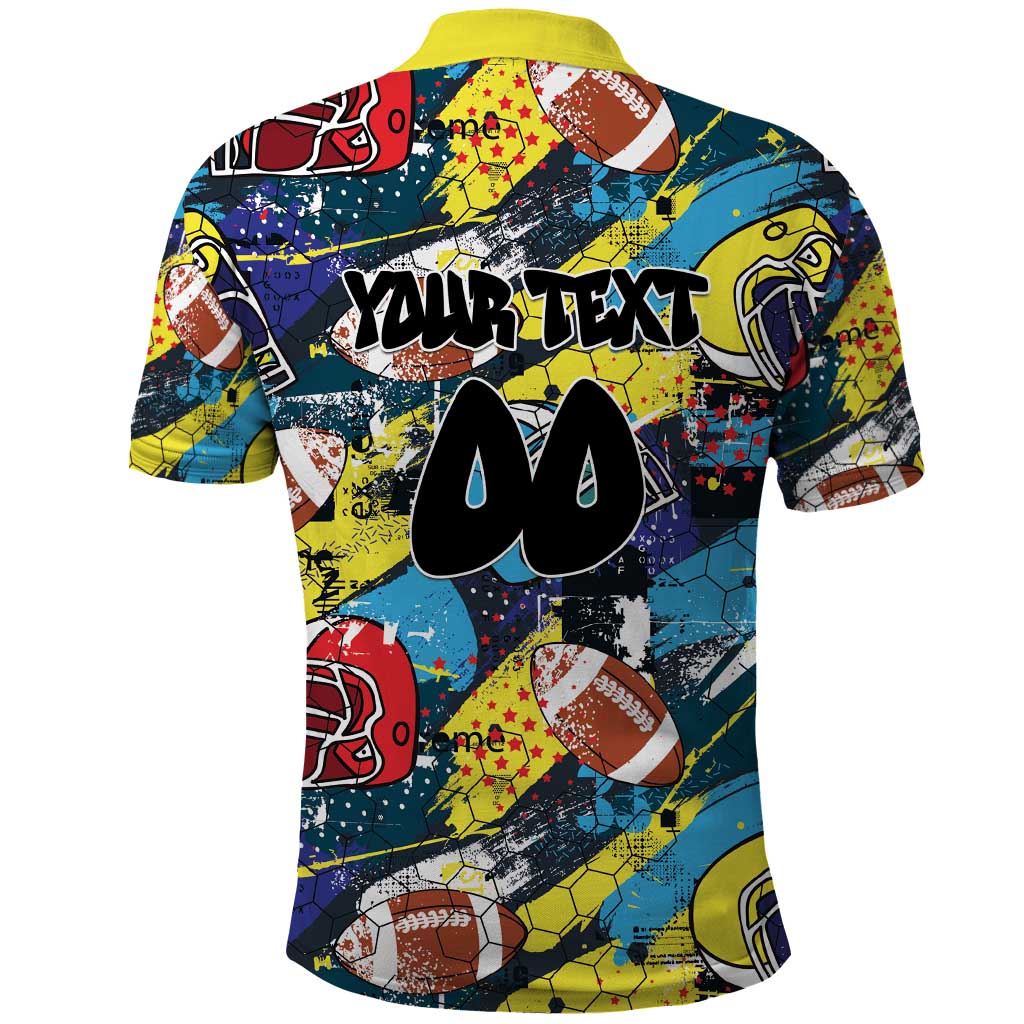 Custom American Football Graffiti Polo Shirt Unique Style - Wonder Print Shop