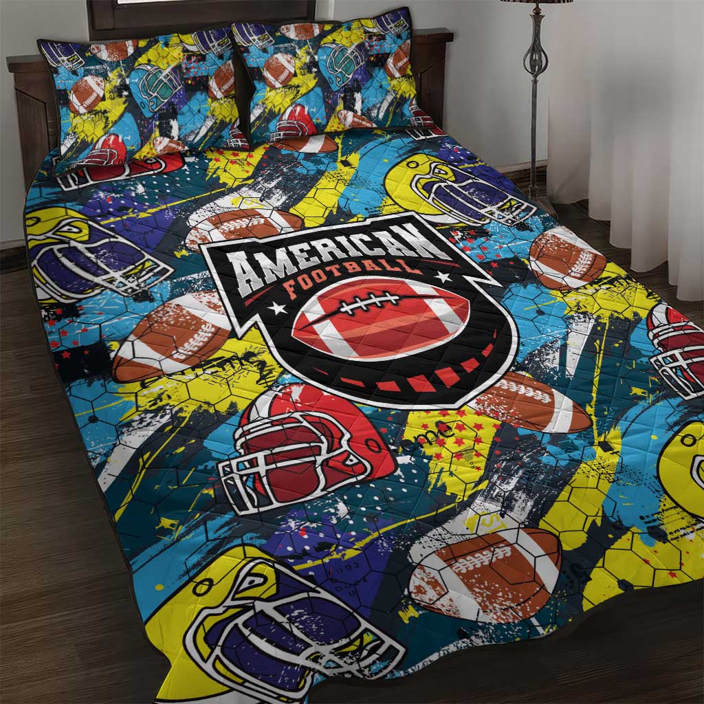 American Football Graffiti Quilt Bed Set Unique Style - Wonder Print Shop