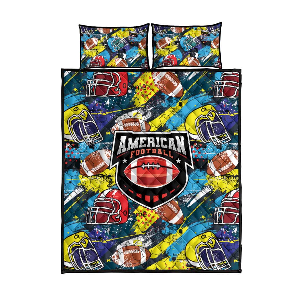 American Football Graffiti Quilt Bed Set Unique Style - Wonder Print Shop