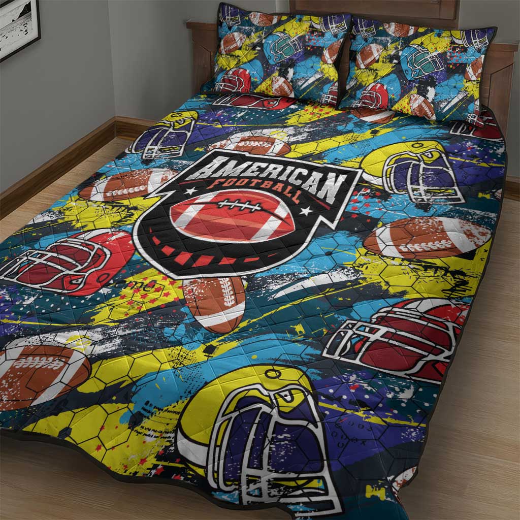 American Football Graffiti Quilt Bed Set Unique Style - Wonder Print Shop