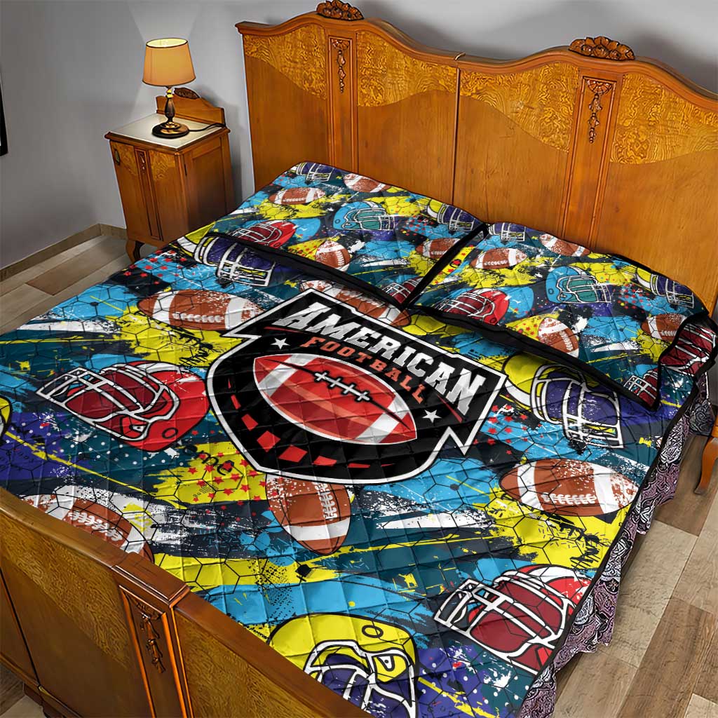 American Football Graffiti Quilt Bed Set Unique Style - Wonder Print Shop