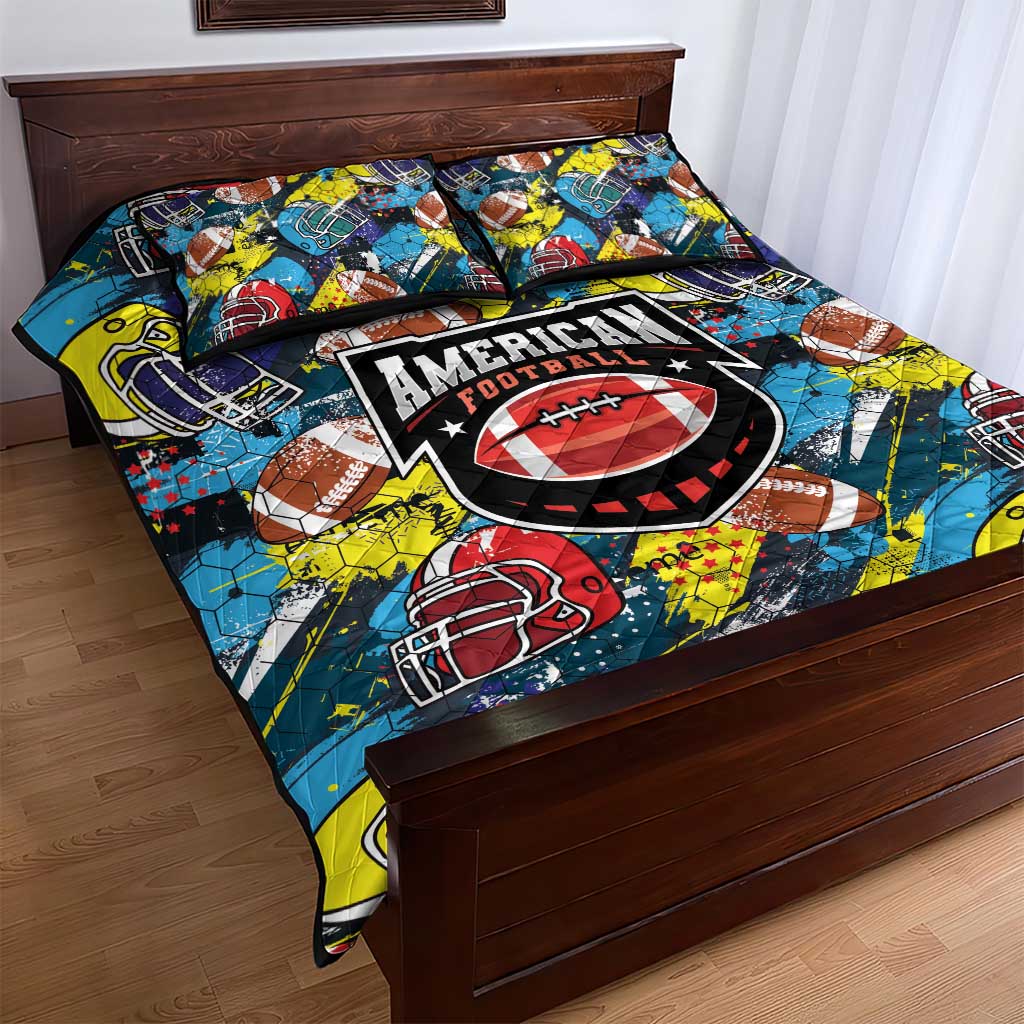 American Football Graffiti Quilt Bed Set Unique Style - Wonder Print Shop