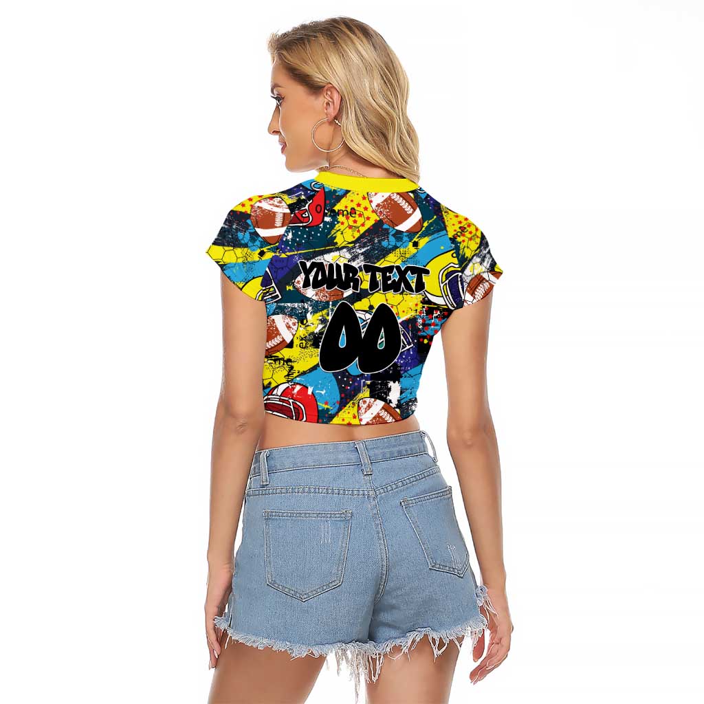 Custom American Football Graffiti Raglan Cropped T Shirt Unique Style - Wonder Print Shop