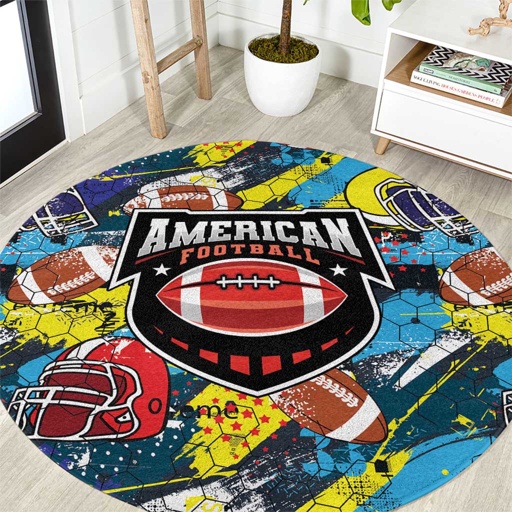 American Football Graffiti Round Carpet Unique Style - Wonder Print Shop