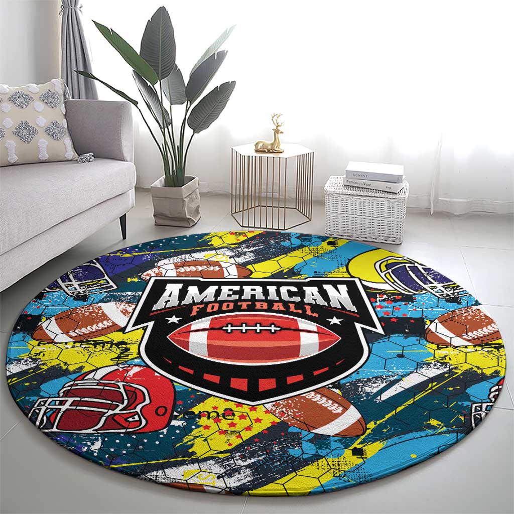 American Football Graffiti Round Carpet Unique Style - Wonder Print Shop