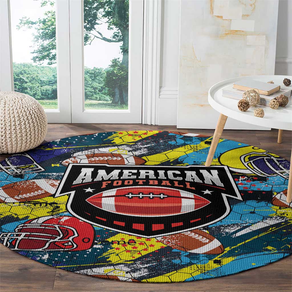American Football Graffiti Round Carpet Unique Style - Wonder Print Shop