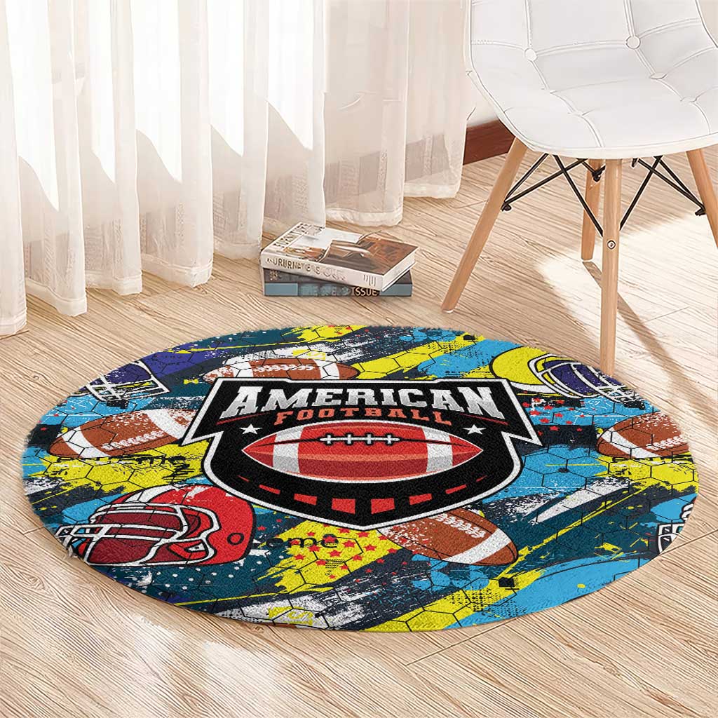 American Football Graffiti Round Carpet Unique Style - Wonder Print Shop