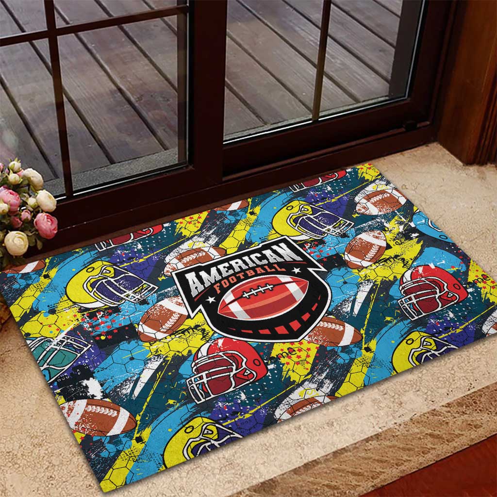 American Football Graffiti Rubber Doormat Unique Style - Wonder Print Shop
