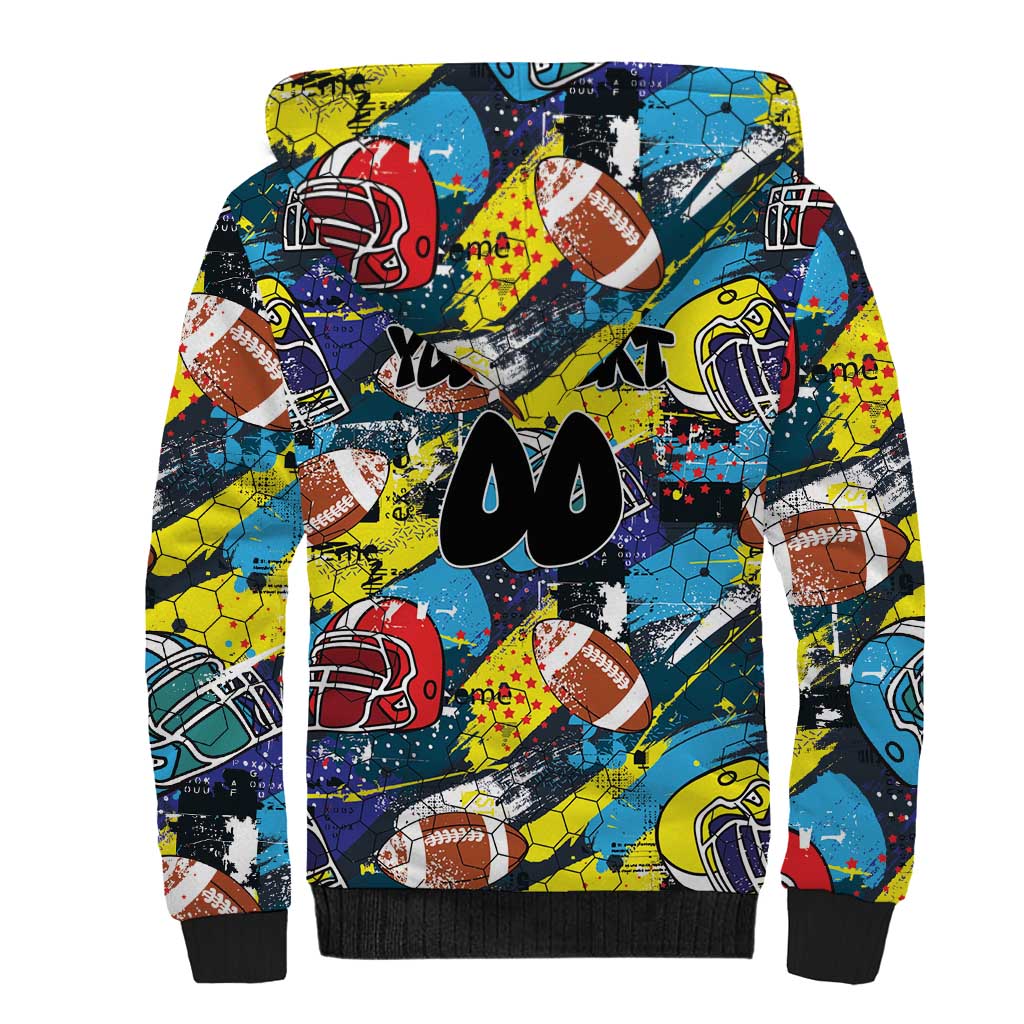 Custom American Football Graffiti Sherpa Hoodie Unique Style - Wonder Print Shop
