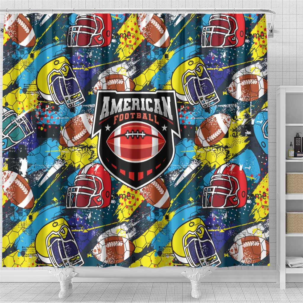 American Football Graffiti Shower Curtain Unique Style - Wonder Print Shop