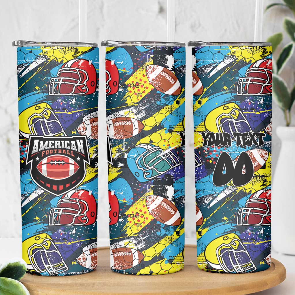 Custom American Football Graffiti Skinny Tumbler Unique Style - Wonder Print Shop