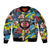 Custom American Football Graffiti Sleeve Zip Bomber Jacket Unique Style - Wonder Print Shop