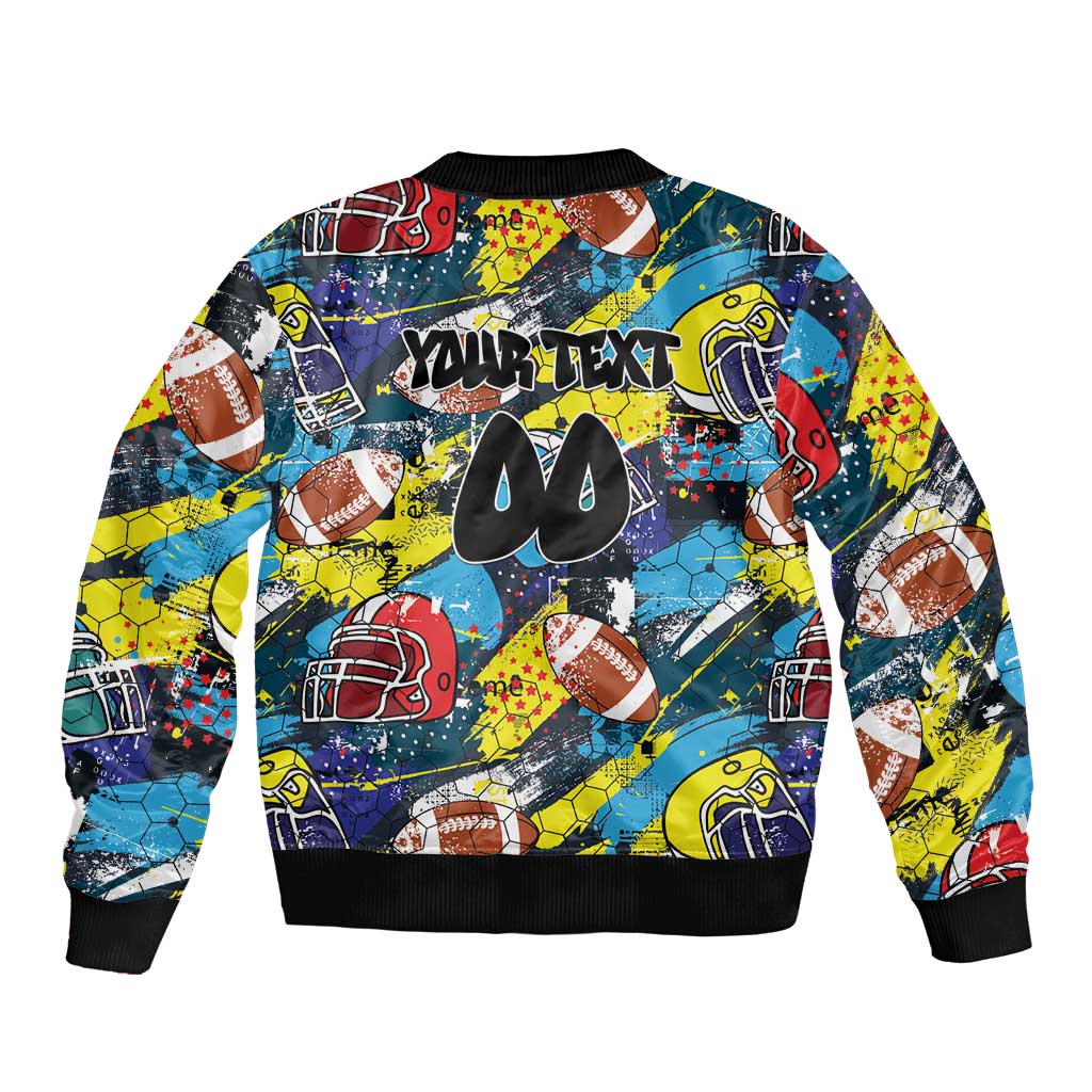 Custom American Football Graffiti Sleeve Zip Bomber Jacket Unique Style - Wonder Print Shop