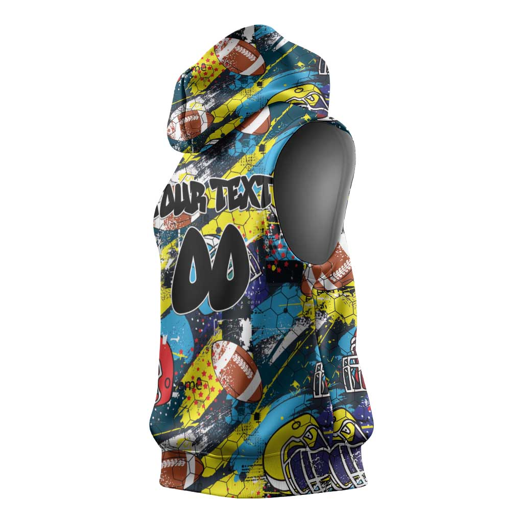 Custom American Football Graffiti Sleeveless Hoodie Unique Style - Wonder Print Shop