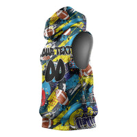 Custom American Football Graffiti Sleeveless Hoodie Unique Style - Wonder Print Shop