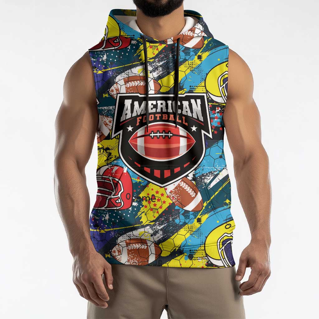Custom American Football Graffiti Sleeveless Hoodie Unique Style - Wonder Print Shop